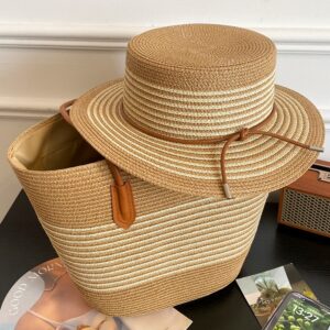 Womens Spring Summer Straw Hat And Large-capacity Bag Set Multicolor Tote And Shoulder Bag